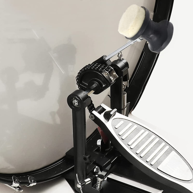 2pcs Double-Sided Bass Drum Pedal Beater, Double Kick Drum Pedals Beater, Stainless Steel Handle Bass Drum Pedal Beater with Felt Head, Drum Percussion Parts Accessories Black