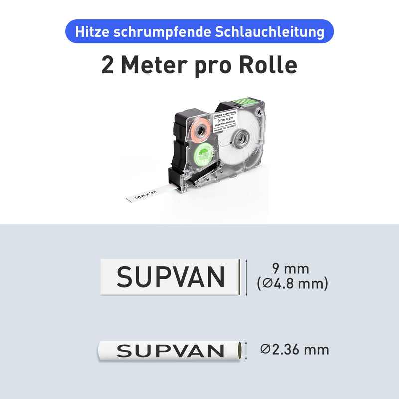 SUPVAN G15M Heat Shrink Tube 2:1, Heat Shrink Tube White for Cable Insulation, Marking, Cable Bundling (Diameter 4.8 mm, 2 m) Ø 4,8 mm