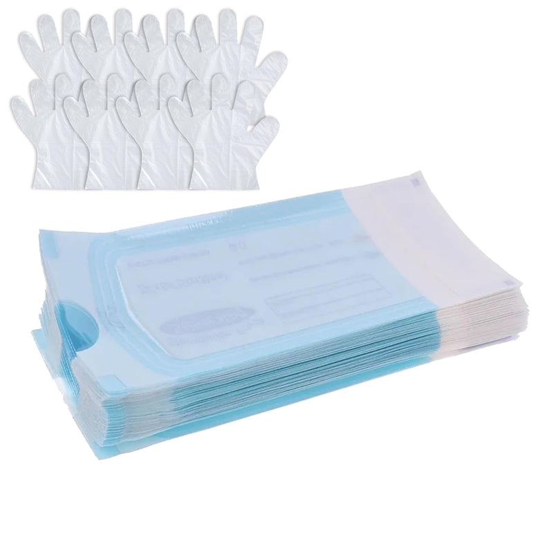 [AUSTRALIA] - Disposable Sterilisation Bags, 100 x Sterilisation Bags 9 x 16.5 cm with Sealing Sterilising Bag, Sterilising Bag for Autoclaves, Self-Adhesive, Sterilising Bags for Autoclaves 