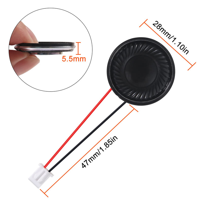 6Pcs 8 Ohm 2W Speaker 8ohm Round 28mm Loud Speakers Compatible with Small Loudspeaker Audio MP3 MP4 Player Speaker 2Pin - Black 6Pcs 8 Ohm 2W withTerminal