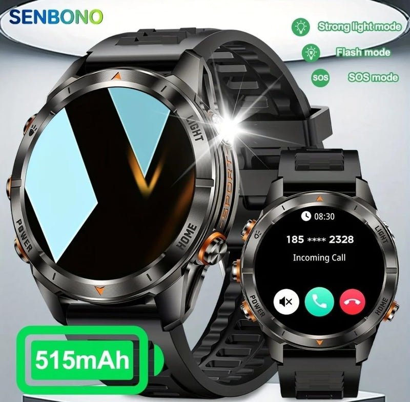 2025 Military Smart Watch for Men,1.46" HD Display,100+ Sport Modes,Heart Rate/Blood Oxygen,Flashlight,30M Waterproof Outdoor Fitness Tracker Watch with Bluetooth Call & Voice Assistant (Black) Black