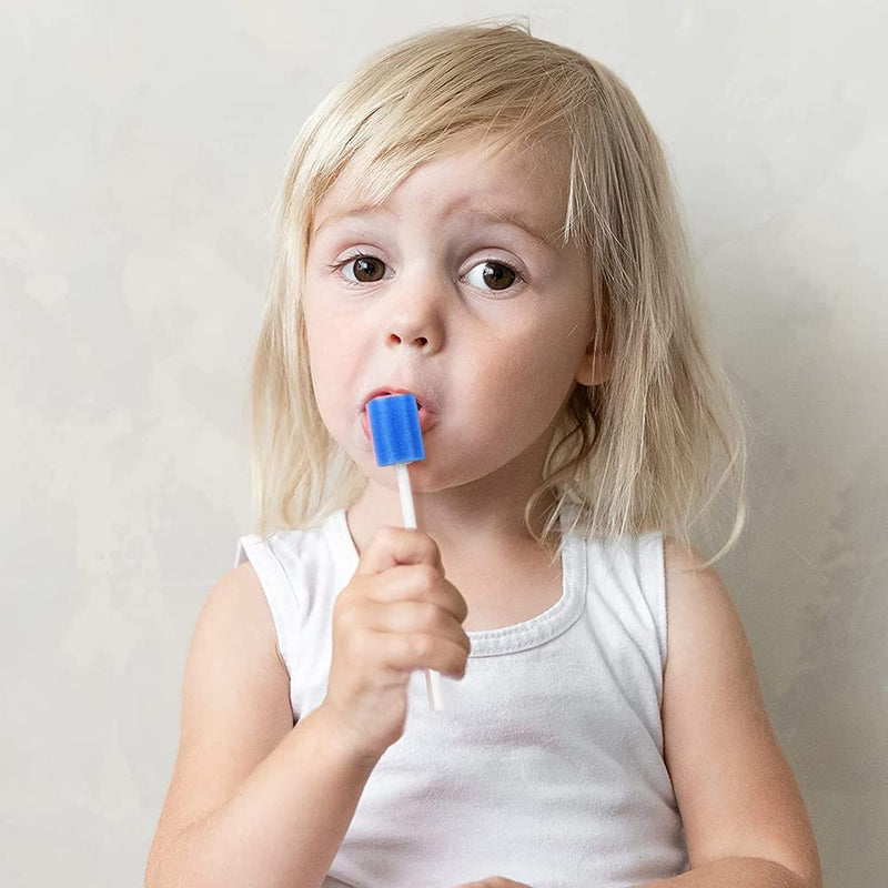 [AUSTRALIA] - Pack of 100 Disposable Oral Care Sponge, Portable Mouth Sponge, Disposable, Oral Care Sticks for Cleaning Dental Clinics, 13.5 cm (Blue) Blue 