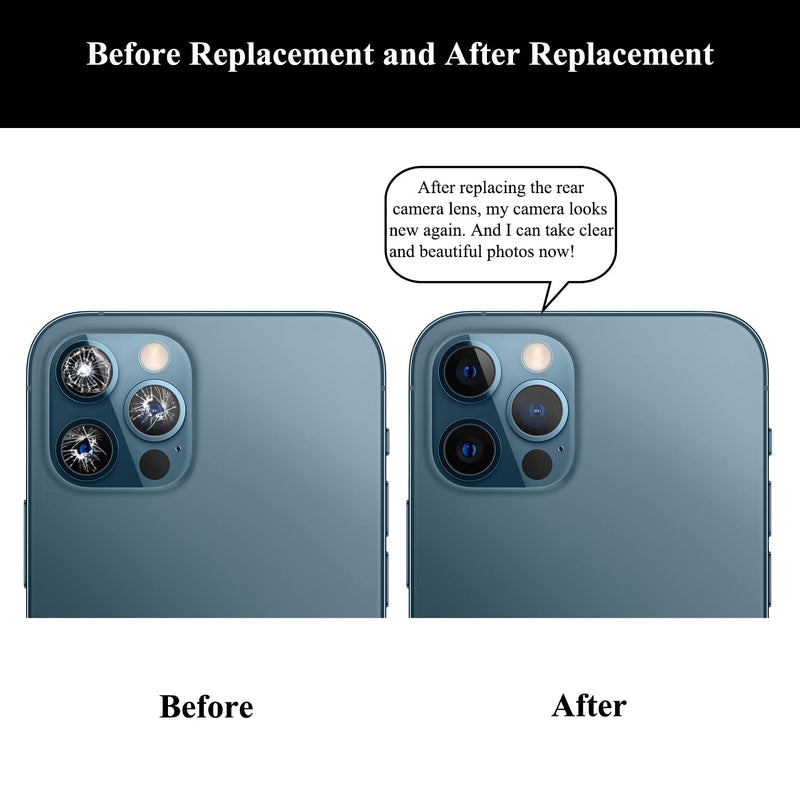 [AUSTRALIA] - 2 Sets Rear Camera Lens Glass Replacement with Adhesive Pre-Installed Compatible for iPhone 12 Pro Max (3 Pieces/Set) with Repair Tools and Installation Manual 