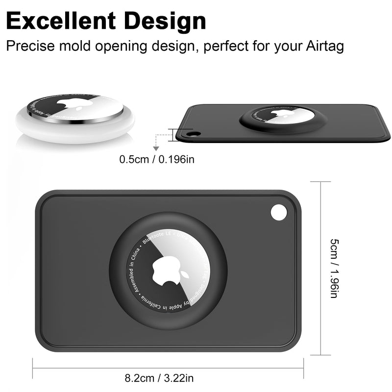 2-Pack Airtag Wallet Holder - Silicone Slim Airtag Card Holder for Apple Airtag - Ultra-Thin Air Tag Cardholder for Purses, Handbags, Backpack Wallets & Clutch Bags Black