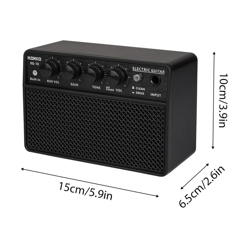 Guitar Amplifier Small Electric Guitar Amp 10W Mini Portable Guitar Practice Speaker for Daily Practice Street Performances Rechargeable Portable Audio Supports BT/Headphone Connection
