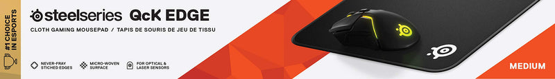 SteelSeries QcK Gaming Surface - Large Stitched Edge Cloth - Extra Durable - Optimized For Gaming Sensors - Black Classic Black