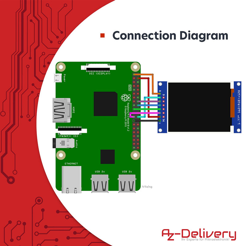 AZDelivery ⭐⭐⭐⭐⭐ SPI 1.77 inch TFT Display 128X160 Pixels 1 x TFT Display