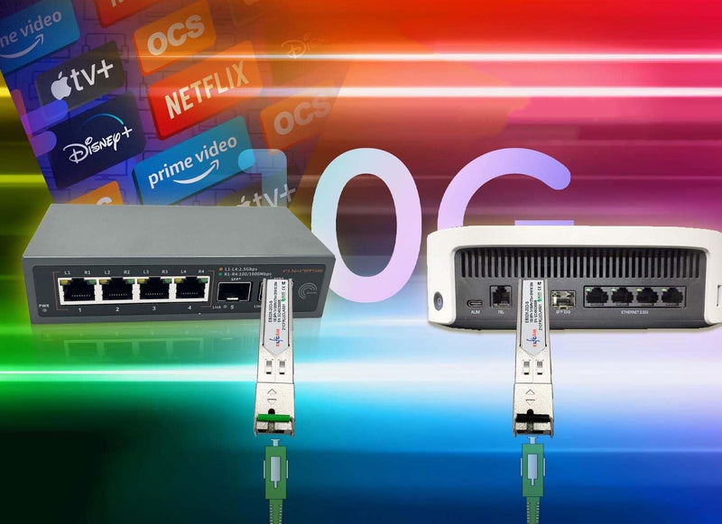 Elfcam® - 1 Pair 10Gb SFP+ BIDI Transceiver Module with LC/UPC Fiber Port Simplex Singlemode SM, DDM 20KM, Compatible with Cisco, Ubiquiti, Mikrotik, D-Link and Open Switch 10G Bidi 20km LC/UPC (1 Pair)