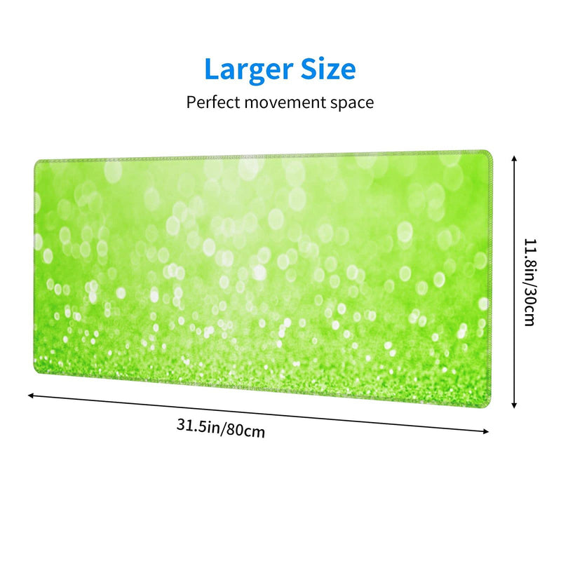Lime Green Glitter Gaming Mouse Pad Large XL Long Extended Pads Desk Mat Big Mousepad for Home Office Decor Accessories Lime Green Glitter