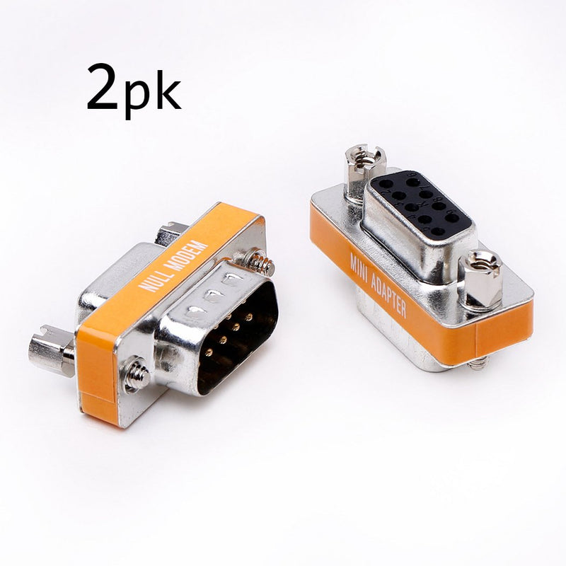 DB9 null modem male to female slimline data transfer serial port adapter 2 Pack