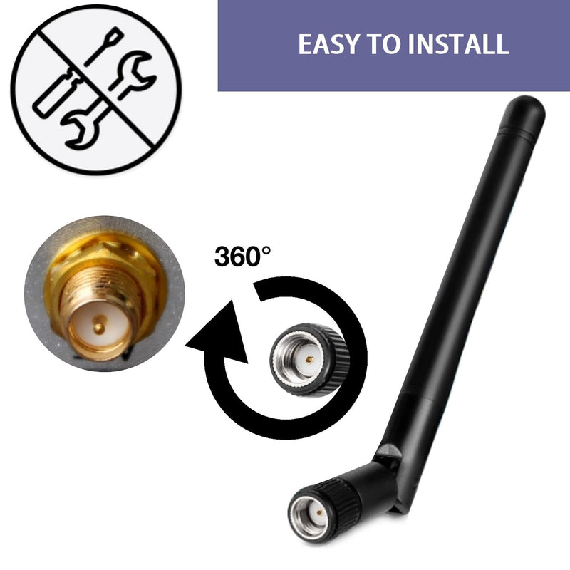 WiFi Antenna Dual Band 2.4GHz 5.8GHz MIMO 3dBi RP-SMA Connector Set of 2 Antenna for WLAN Router Wireless Network Card Security IP Camera Video Surveillance Monitor Bluetooth Antenna