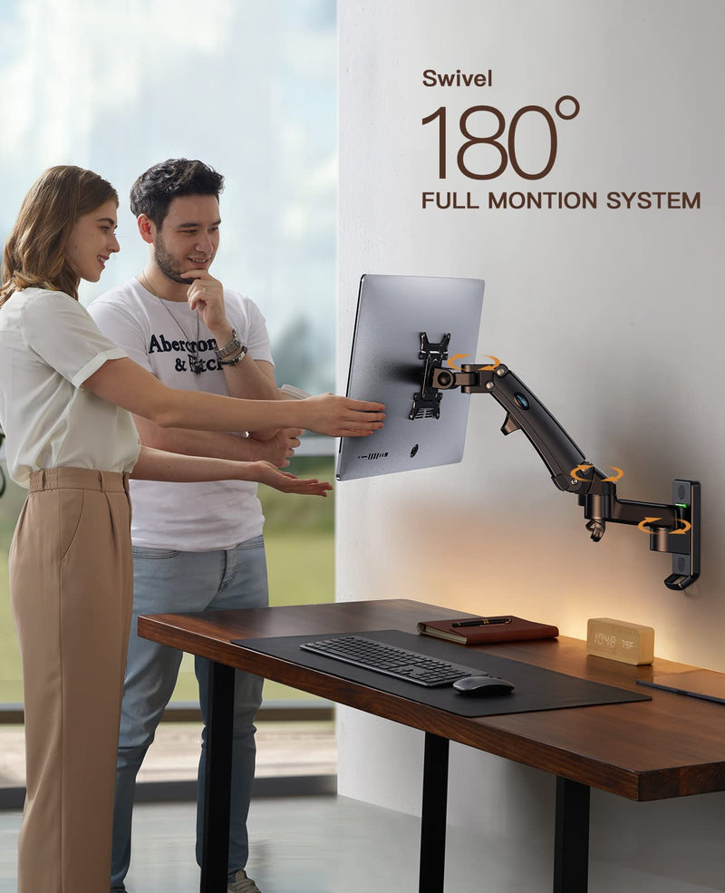 HUANUO TV Monitor Wall Mount for 22”-35” Ultrawide Screens, Upgraded Full Motion Monitor Arm Single, Wall Mounted Monitor Stand Support VESA 75/100/200mm, Load Capacity 6.6 to 26lbs