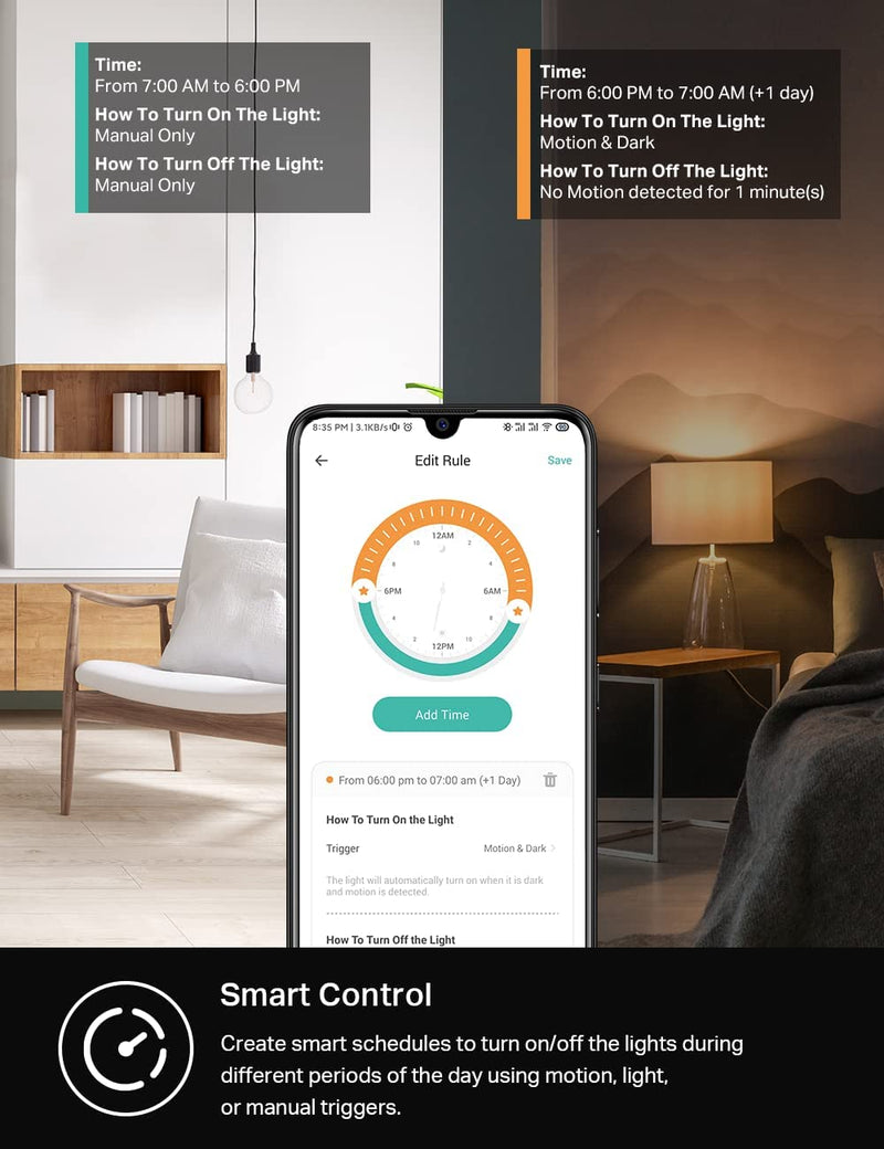 [AUSTRALIA] - Kasa Smart Motion Sensor Switch, Single Pole, Needs Neutral Wire, 2.4GHz Wi-Fi Light Switch, Works with Alexa & Google Assistant, UL Certified, No Hub Required(KS200MP2),White,2-Pack 2-Pack 