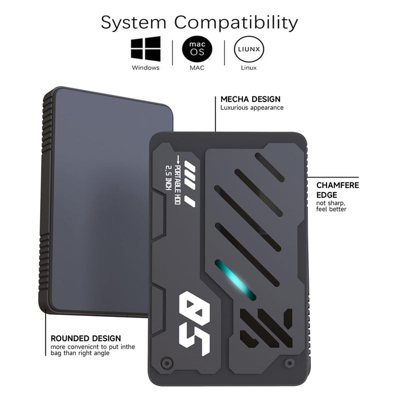 Ultra Slim Portable External Hard Drive USB 3.0 HDD Storage for PC, Laptop, Mac, Xbox one, PS4, PS5 (1TB) 1TB