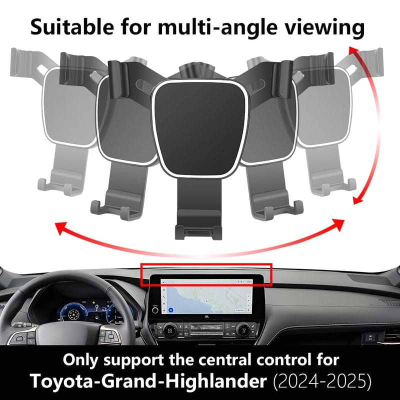 Car Phone Holder for Toyota Grand Highlander 2024 2025 2026 Auto Accessories Navigation Bracket Interior Screen Decoration Dash Board Mobile Cell Phone Mount case for Grand Highlander 2024-2026