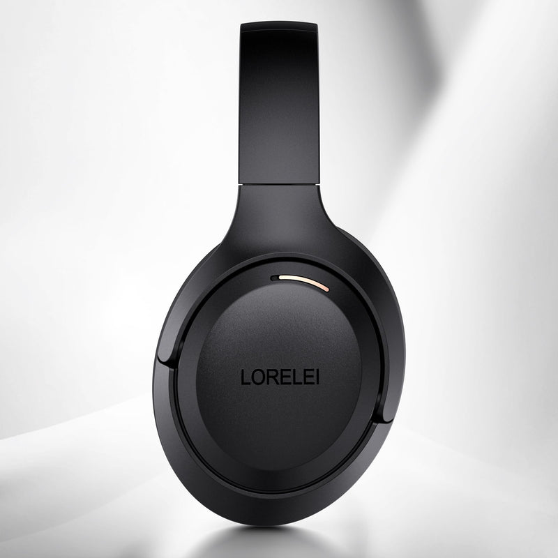 LORELEI QC60 Hybrid Active Noise Cancenlling Headphones,Wireless Over Ear Bluetooth Headsets with Microphone, 60H Playtime Foldable Lightweight, Deep Bass, Memory Earmuffs, for Travel Home Office Space Black