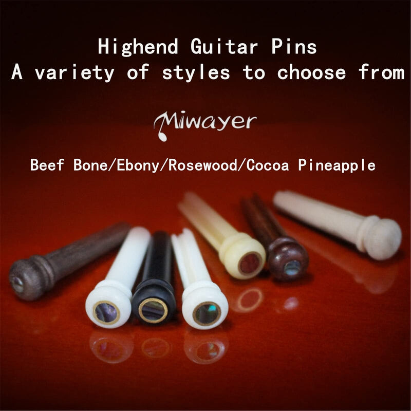 [AUSTRALIA] - Miwayer Ebony Guitar Bridge Pins Replacement Parts for 6 & 12 String Acoustic Guitar (Small Abalone Dot) Small Abalone Dot 