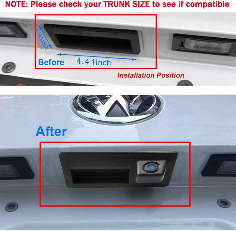 Vehicle Backup Camera with Dynamic Intelligent Trajectory Moving Guide Line for Audi A4L A5 A3 Q3 Q5 RS6 for VW Passat Tiguan Jetta Sharan Touareg, Car Rear View Trunk Handle Camera (110 * 50 mm) 110*50 mm