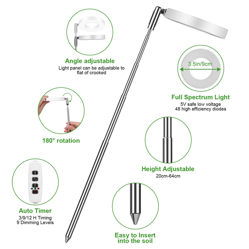 Ainiv Plant Lamp, 48 LED Lamp Beads Plant Light, USB Plant Lights with Timer, Adjustable Growth Lamp, Full Spectrum Plant Light for Indoor Plants, 3 Light Modes and 10 Brightness 48 Led Warm Light With Base