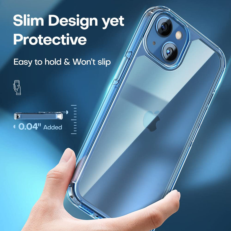 TAURI 5 in 1 for iPhone 13 Case Clear, [Not-Yellowing] [Military-Grade Drop Protection] Slim Shockproof Phone Lanyard Case for iPhone 13 6.1 inch A-Clear for iPhone 13 6.1"