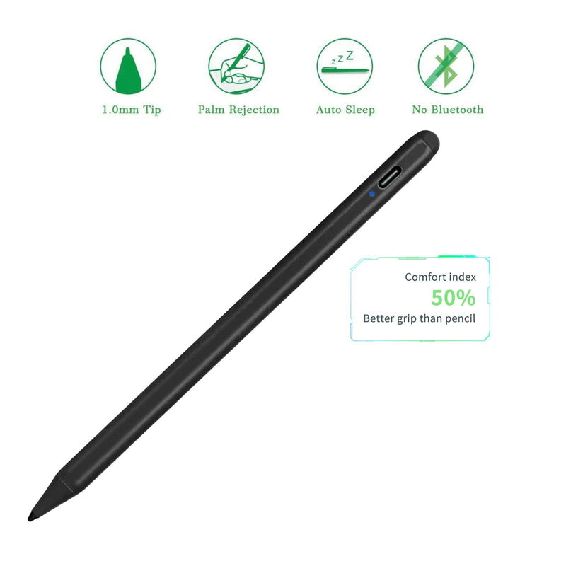 iPad Pro 12.9" 5th/4th Stylus Pencil,1.5mm Palm Rejection Replaceable Fine Tip Active Pen Compatible with Apple Pencil for iPad Pro 12.9-Inch 5th/4th Gen Stylus for Drawing Sketching Pen Black
