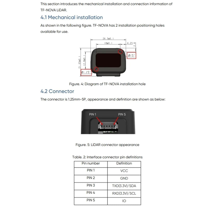 youyeetoo TF-Nova Lidar Sensor - 0.1~7 Metres, 100Hz, 5g, 100Klux, Small Linear Dot Laser Radar, 5V UART IIC I/O Interface