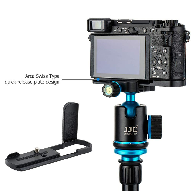 JJC DMW-HGR2 Solid Metal Hand Grip Secure Handle Bracket for Panasonic GX85 GX80 GX9 GX7 Mark II III Cameras, Anti-Slip Pads Design & Arca Swiss Type Quick Release Plate Design
