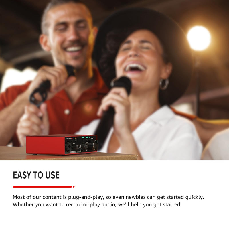 2023 La Ponva USB Audio Interface for Pc and Mac, 24Bit/192kHz High-Fidelity for Professional Recording, Podcasting, Streaming, with XLR/48V Phantom Power for MIC, Ultra-low Latency for Studio