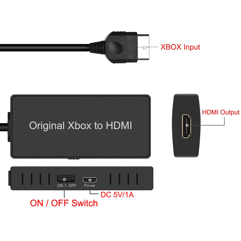[AUSTRALIA] - HD Link Cable for Original Xbox Original Xbox HDMI Converter Automatically Detects and Converts YPbPr Component Signal to 480i/720p Output（100% Improved Picture Quality） 