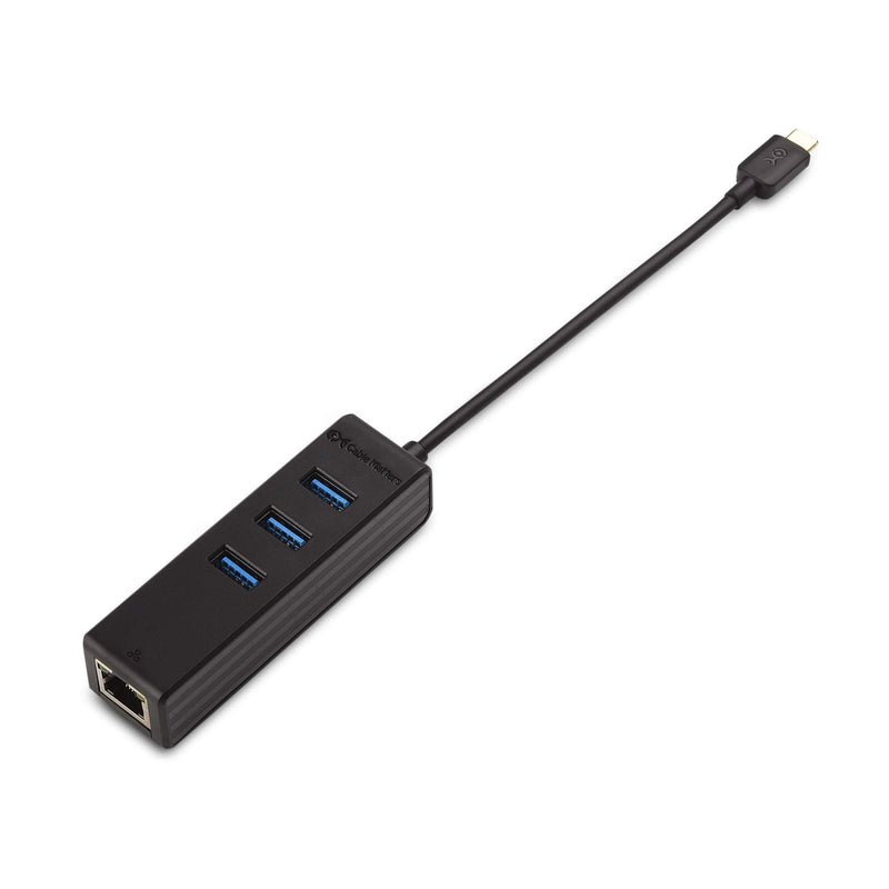 Cable Matters 4-in-1 USB C Hub with Gigabit Ethernet, Black | 10/100/1000Mbps Network, USB C Ethernet Hub, Thunderbolt LAN Adapter