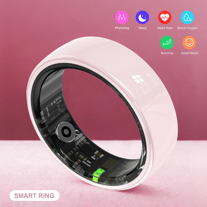 Ceramic Smart Ring for Women, Pink Fitness & Sleep Tracker, #8 | 24/7 Health Tracking with Heart Rate, Blood Oxygen, HRV & Sleep Monitoring. Ceramic Design, 5ATM Waterproof, No Subscription 8(0.72in)