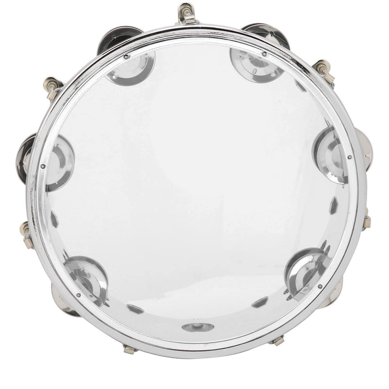 8in Tambourine Adjustable Tone Hand Drum Hand Held Percussion Educational Musical Instrument Cymbal Bells Double Row Jingle Bells with Drum Key(Transparent) Transparent