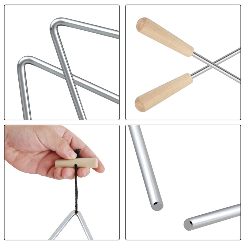 EASTROCK Triangle Instrument, Rhythm Steel Triangles Music Instrument Hand Percussion Triangles with Striker (8 Inch) 8 INCH