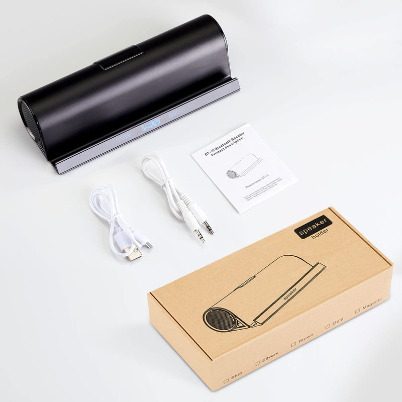 [AUSTRALIA] - DORNLAT Wireless Bluetooth Speakers, Portable Phone Tablet Stand Holder Speaker, Dual Drivers Stereo Dock Speaker for iPad, Phone, Outdoor, Travel, Home Party (Black) 