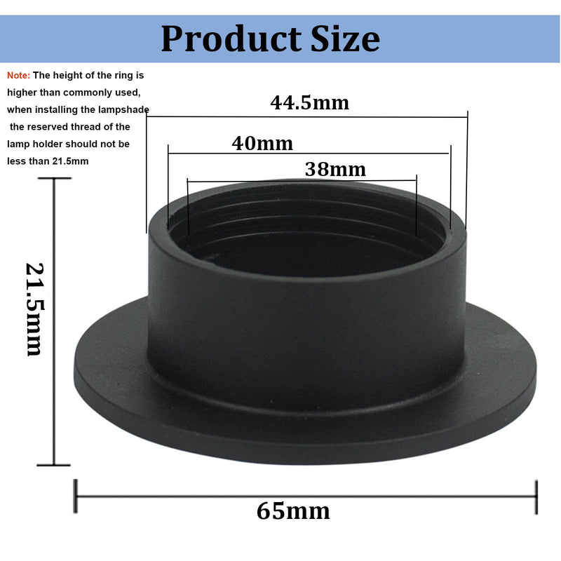 E26 E27 Light Socket Shade Ring,21.5mm/0.85inch Height Plastic Lamp Shade Collar Rings,Light Fixture Parts of Retainer Rings,Lock E26 E27 Socket with Thread Diameter 1-1/2 Inches (Black,4-Pack) Black,4-Pack