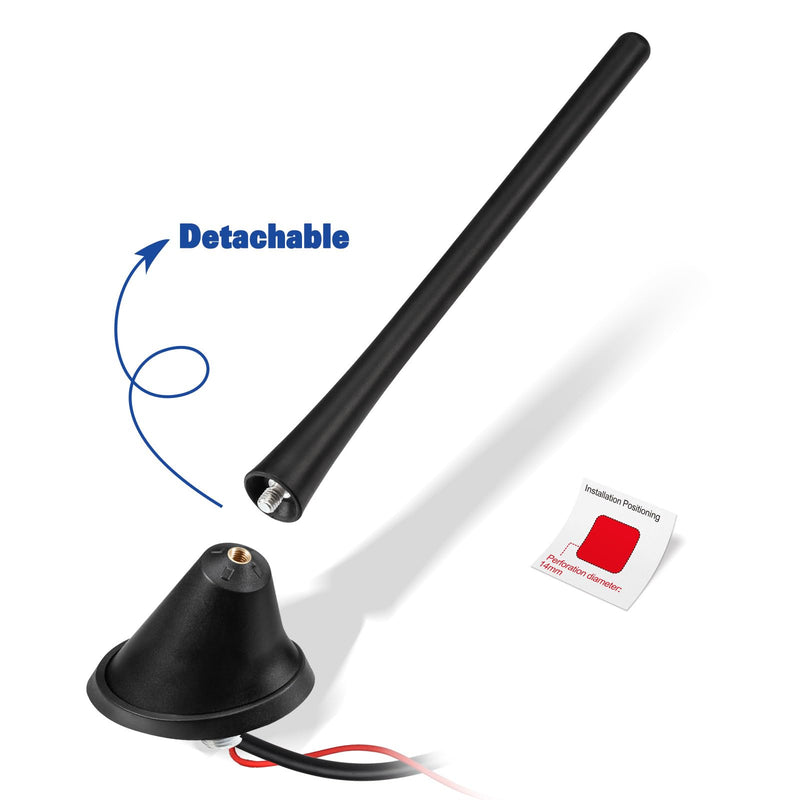 [AUSTRALIA] - Eightwood Car Stereo FM AM Radio Antenna, Universal Roof Mount Amplified Antenna with 12V Power Wire DIN Plug Connector for Vehicle Car Truck SUV Radio Stereo Receiver Media Head Unit amplified antenna with 16ft cable 