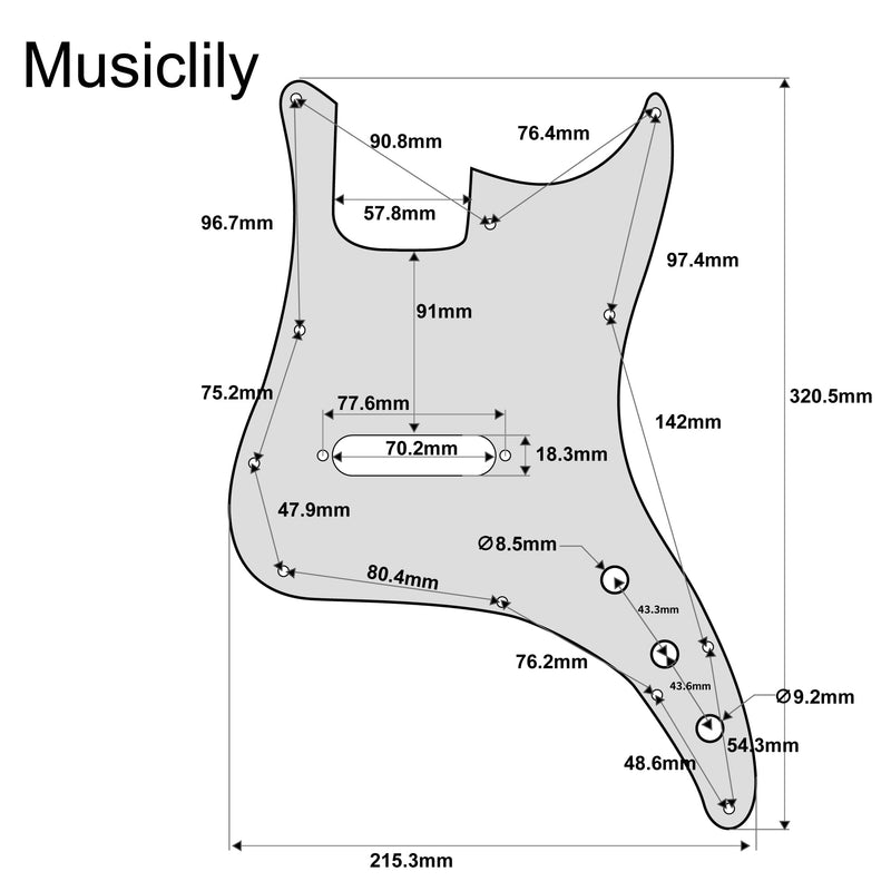 Musiclily Pro 11-Hole Bass Pickguard for Squier Sonic Bronco Bass, 3Ply Cream
