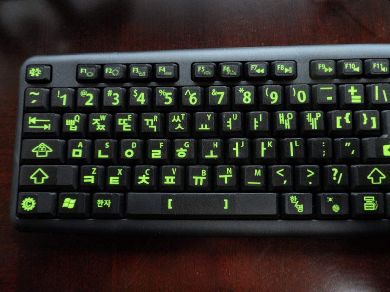 Korean Keyboard Stickers with Bold Bright Inlays. Large Symbols Will Not Wear, Smudge or Fade. Korean Conversion for All Laptop and Desktop Keyboards Also Free USB LED Light (White).