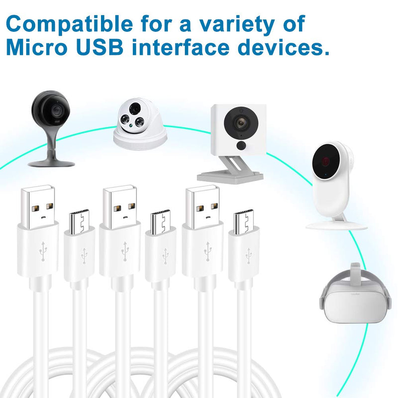 10FT 3Pack USB Power Extension Cable Cord for WyzeCam,Yi Camera,Oculus Go,Echo Dot Kid Edition,Nest Cam,Kasa Cam,Netvue,Arlo Pro Q,Blink,Furbo Dog, USB Charging Cord for Home Security Camera
