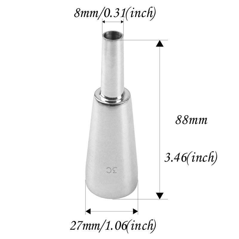 1Pcs Yootones 9.8mm Outer Diameter 3C Heavy-Duty Trumpet Mouthpiece Compatible with Trumpet Accessories (Silver) Silver