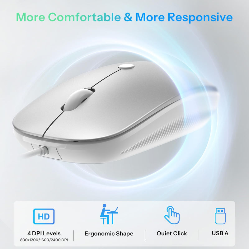 Wired Keyboard and Mouse for Mac, with Number Pad, USB-C/USB-A Plug & Play | Mouse Connects to Keyboard, Full Size for MacBook Air/Pro/iMac/Mini, Hotkeys, Ergonomic 6°Comfort Tilt for Home Office typing