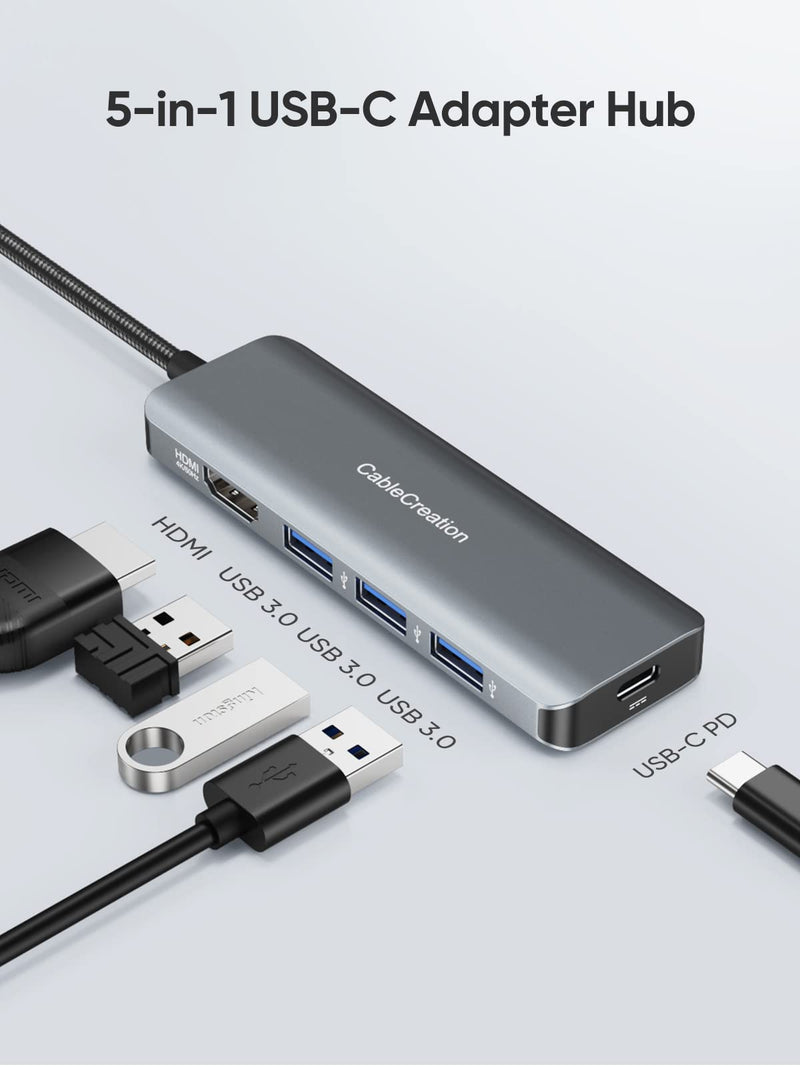 CableCreation HDMI to DVI Short Cable 0.5ft Bundle with USB C Hub 4K 60Hz