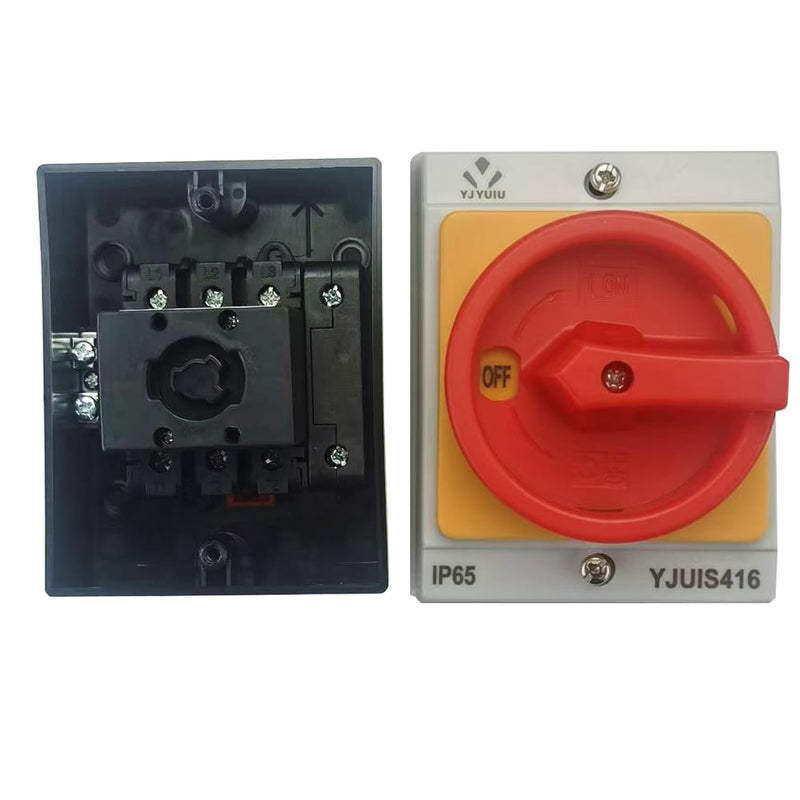 YJYUIU YJUIS416 Main Switch Circuit Breaker 4 Pin 16A Rotary Switch IP65 Waterproof Housing