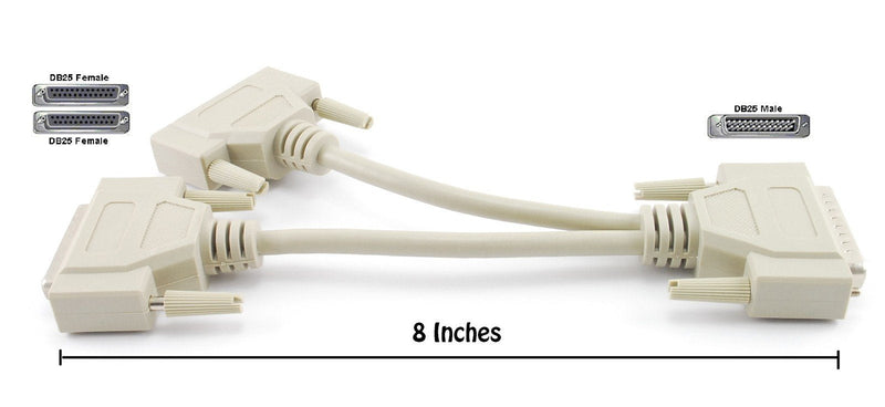 CablesOnline 8 inch DB25 Parallel Male/Dual Female Y-Splitter Printer Cable (YS-005)