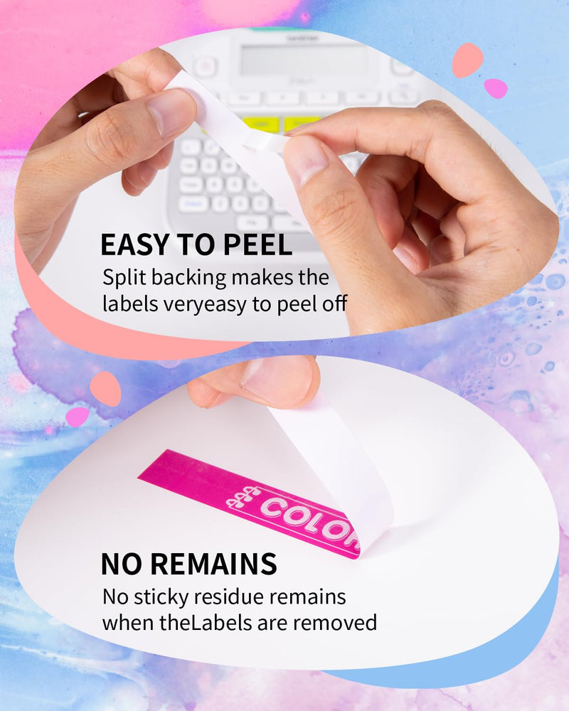 [AUSTRALIA] - 5-Pack Compatible Brother P-Touch Label Tape TZe TZ Tape 12mm 0.47 Laminated Label Maker Tape, for Brother Ptouch PT-D210 PT-H110 PT-D220 PTD610BT D400 D600, White/Berry Pink/Purple/Pink/Blue White / Berry Pink / Pastel Purple / Pastel Pink / Pastel Blue 