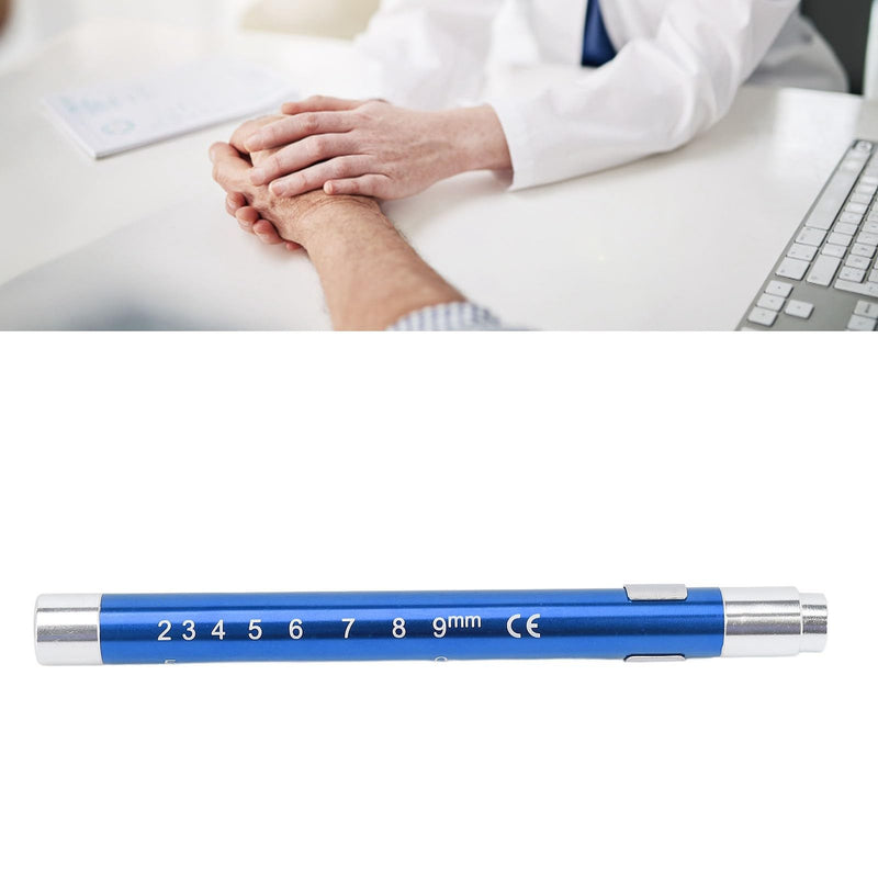 YUYTE Pen Light with Pupil Gauge, LED Pen Light, Yellow Lighting, Concave Head, Aluminium Alloy, Medical Pen Light with Pupil Gauge, for Ear, Nose, Throat (Blue)