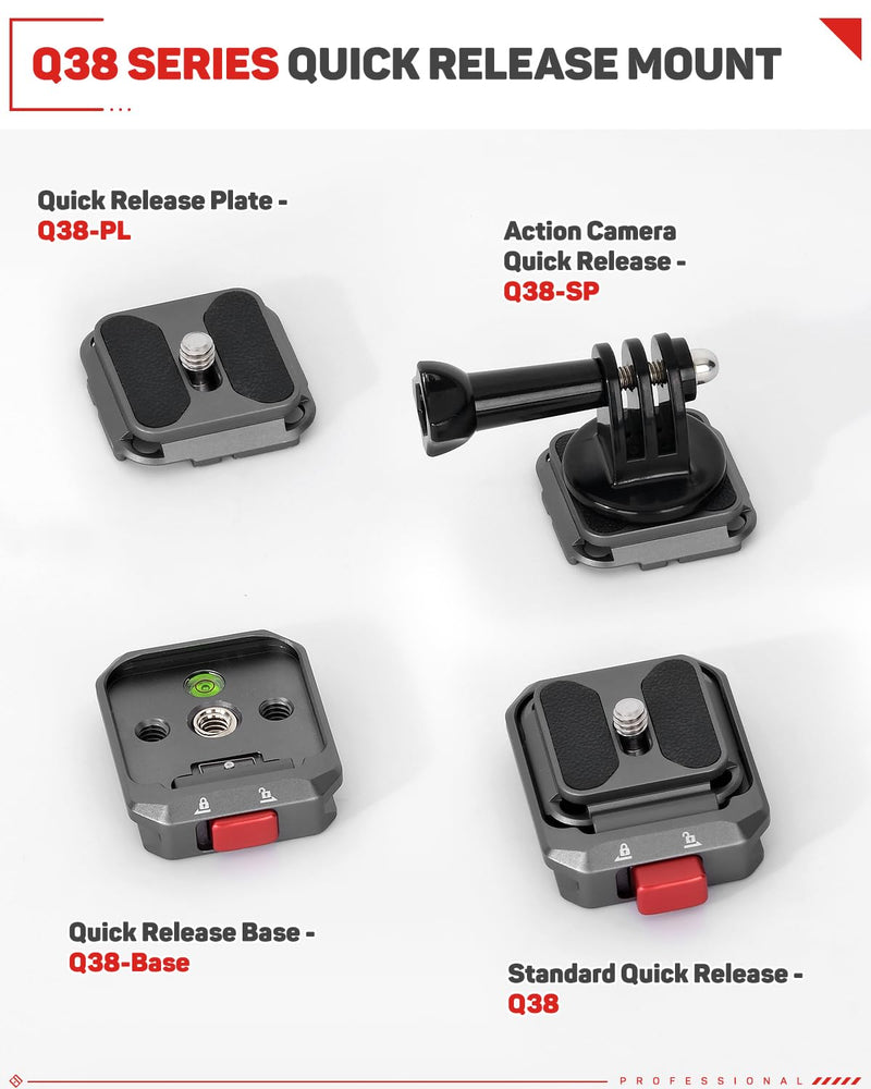 [AUSTRALIA] - IFOOTAGE Q38 Quick Release Plate, Camera Quick Release Tripod Mount Adapter with 1/4" Screw, QR Adapter for Sony Canon DSLR, Tripods, Monopods, Sliders, Stablizers, Monitors Q38-Standard 