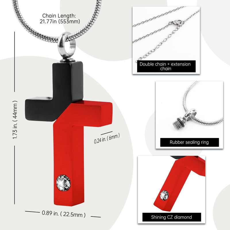 Smart Bracelet Fitness Tracker B3 & Cremation Ashes Cross Necklace Set, 5ATM Waterproof Health Tracker Band with 24/7 Heart Rate Sleep Monitor & Stainless Steel Memorial Urn Pendant with Fillin