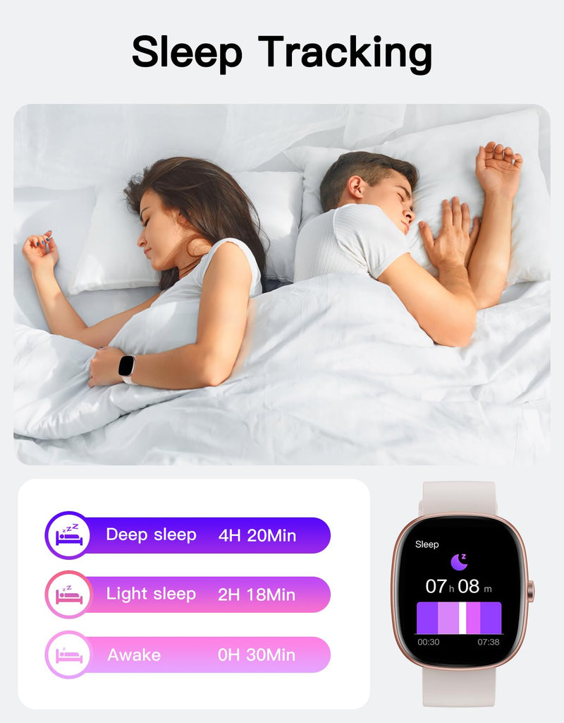 Fitness Tracker with Call Function, 1.85” Fitness Watch for Women and Men, 24/7 Heart Rate & Blood Oxygen Monitor, Sleep Tracker, 100+ Sport Modes, IP68 Waterproof (Starlight)