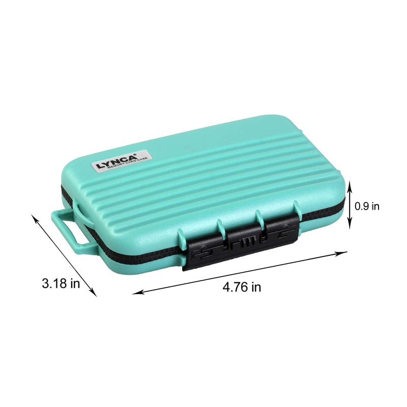 LYNCA Memory Card Case Holder, Memory Card Hard Protector Case Professional Water-Resistant Anti-Shock Compact Camera Card Hard Storage Box for 8 SD Cards 4 CF Cards 12 Micro SD/TF Cards (Green) Green